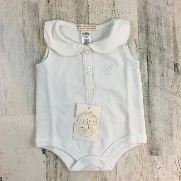 The Beaufort Bonnet Company Other - TBBC Beaufort Bonnet Company Paiges Polo White Bodysuit Top Baby Girls 0 3 M